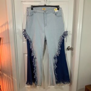 Flare Fringe Wide Leg Jeans Plus Size 3X